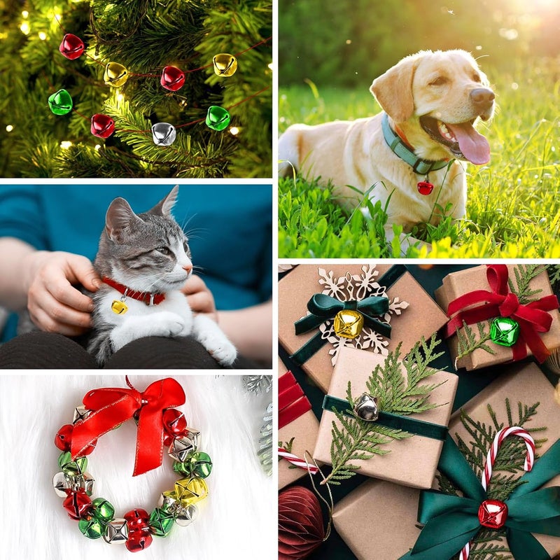 LIGHOON Jingle Bells for Crafts, 120 Pcs 3/5 Inch Christmas Bells DIY Colorful Craft Bells Bulk for Christmas Home Pet Decorations Festival Party Supplies Favors (Red Green Silver Gold) - Image 5